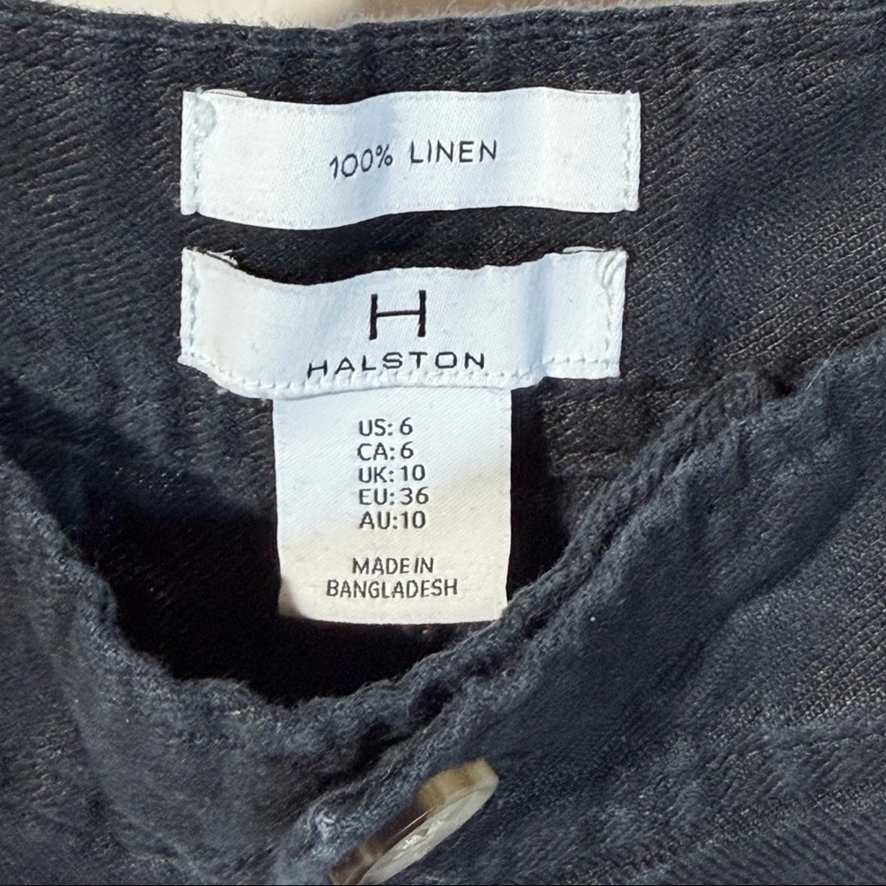 100% Linen H Halston Womens Wide Leg Pants Size 6 Black - Picture 4 of 4